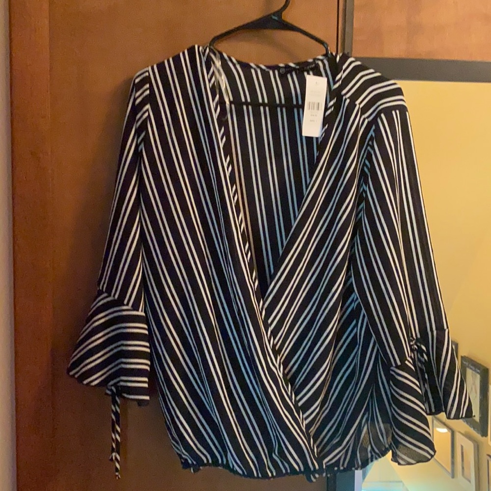 Fashion to Figure Bell Sleeve Stripped Blouse